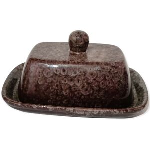 Butter or cheese dish Brown ceramic